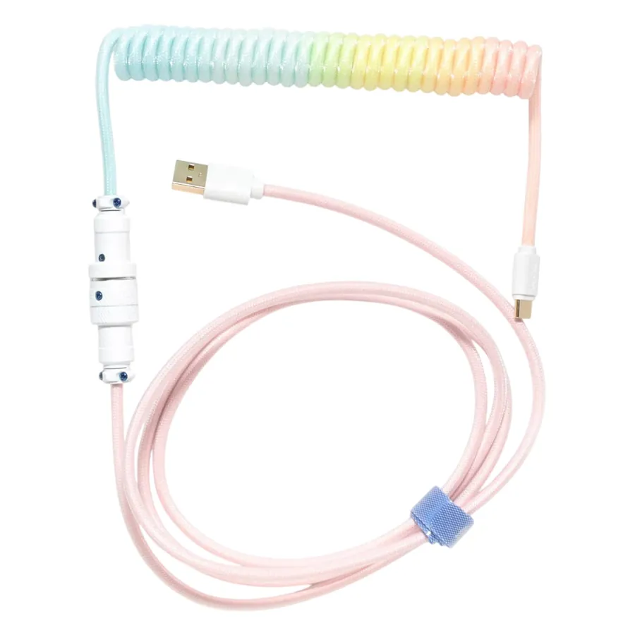 כבל USB-A ל-USB-C מסולסל Ducky Coiled - צבע ורוד Cotton Candy
