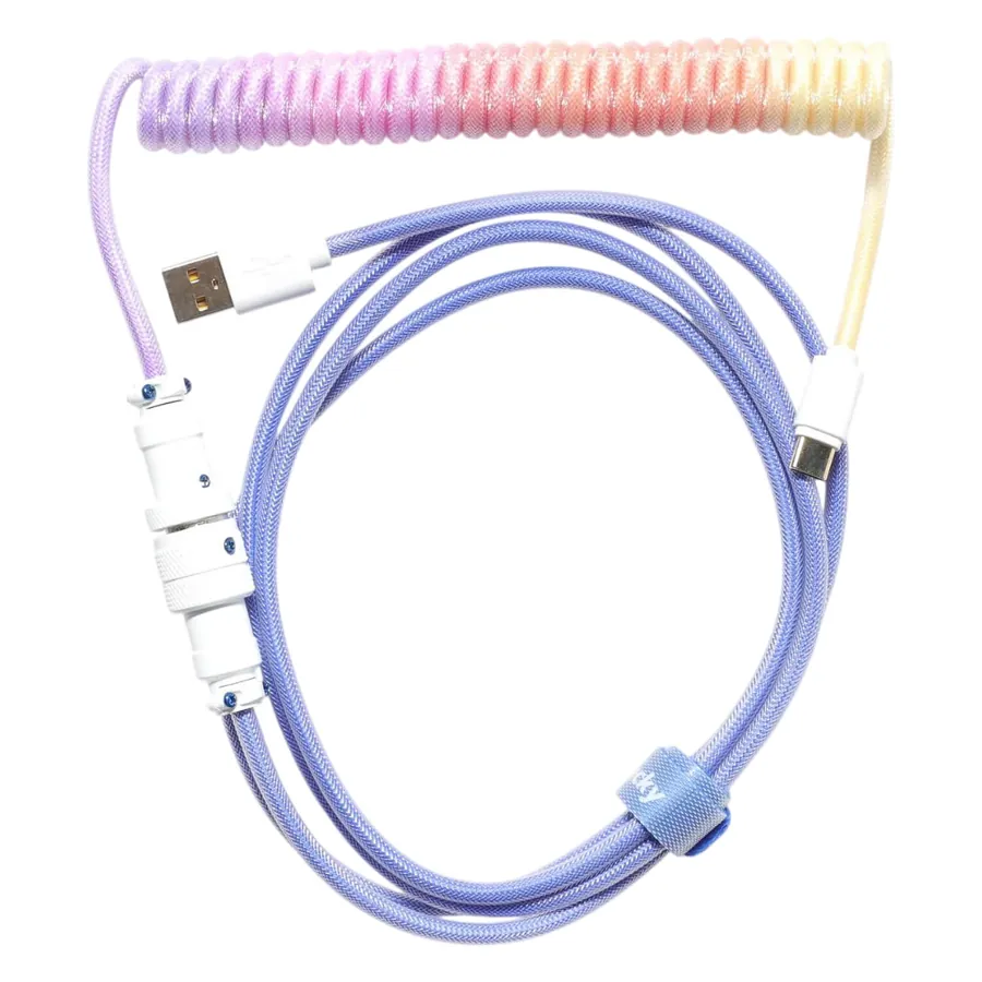 כבל USB-A ל-USB-C מסולסל Ducky Coiled - צבע כחול Afterglow